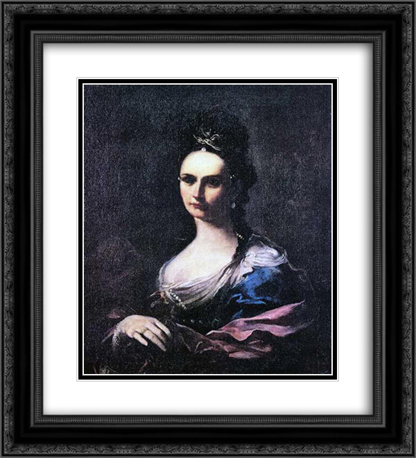 Portrait of a Lady 20x22 Black Ornate Wood Framed Art Print Poster with Double Matting by Crespi, Giuseppe Maria