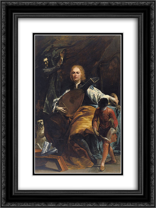 Portrait of Count Fulvio Grati 18x24 Black Ornate Wood Framed Art Print Poster with Double Matting by Crespi, Giuseppe Maria