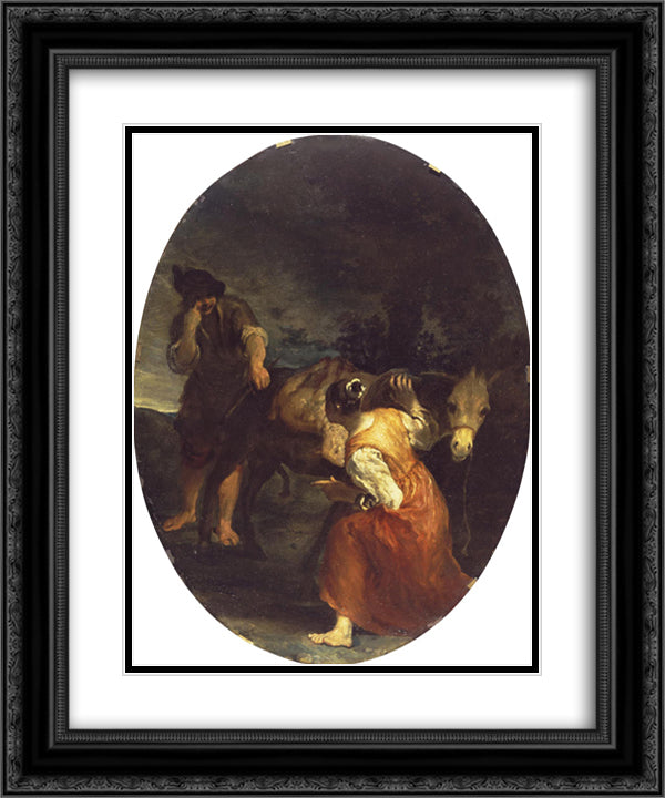 Shepherd and Shepherdess (genre scene) 20x24 Black Ornate Wood Framed Art Print Poster with Double Matting by Crespi, Giuseppe Maria