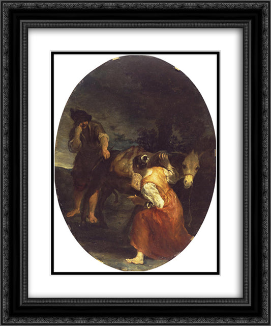 Shepherd and Shepherdess (genre scene) 20x24 Black Ornate Wood Framed Art Print Poster with Double Matting by Crespi, Giuseppe Maria
