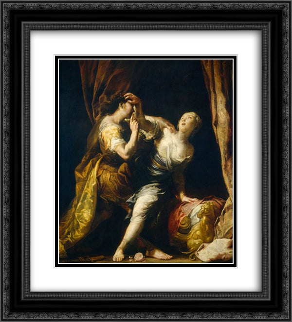 Tarquin and Lucretia 20x22 Black Ornate Wood Framed Art Print Poster with Double Matting by Crespi, Giuseppe Maria