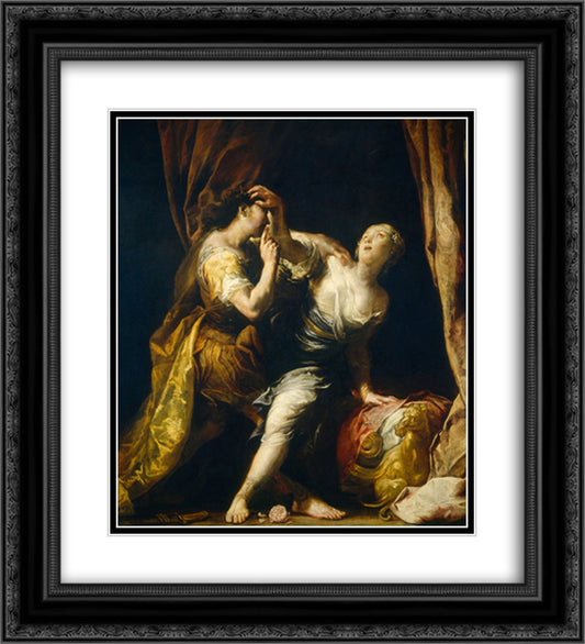 Tarquin and Lucretia 20x22 Black Ornate Wood Framed Art Print Poster with Double Matting by Crespi, Giuseppe Maria