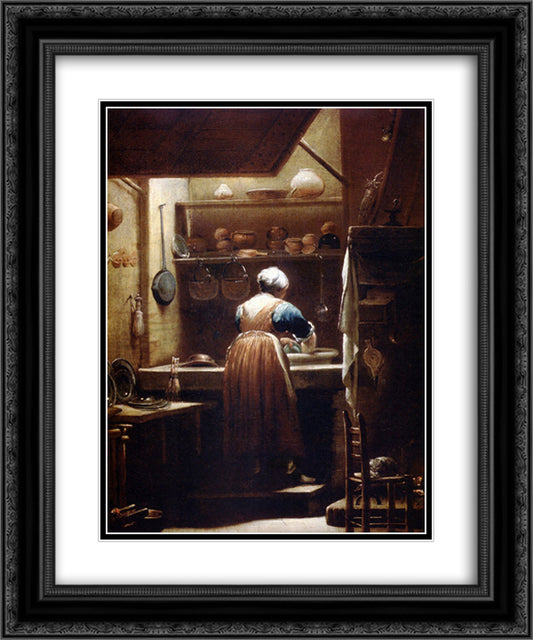 The Kitchenmaid 20x24 Black Ornate Wood Framed Art Print Poster with Double Matting by Crespi, Giuseppe Maria