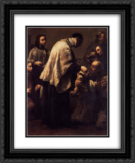 The Seven Sacraments - Communion 20x24 Black Ornate Wood Framed Art Print Poster with Double Matting by Crespi, Giuseppe Maria