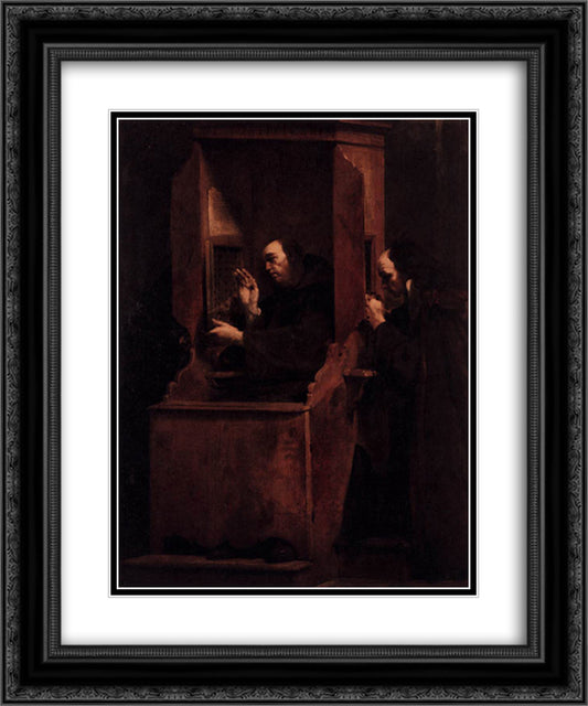The Seven Sacraments - Confession 20x24 Black Ornate Wood Framed Art Print Poster with Double Matting by Crespi, Giuseppe Maria