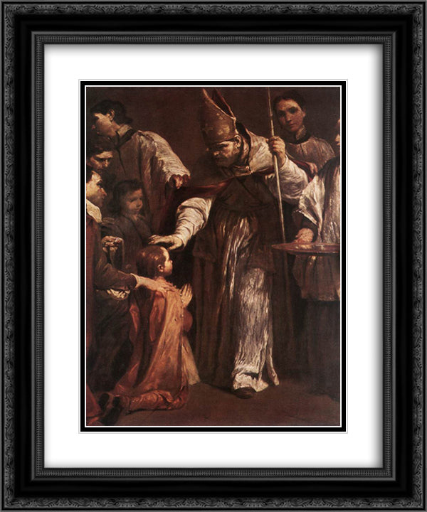 The Seven Sacraments - Confirmation 20x24 Black Ornate Wood Framed Art Print Poster with Double Matting by Crespi, Giuseppe Maria