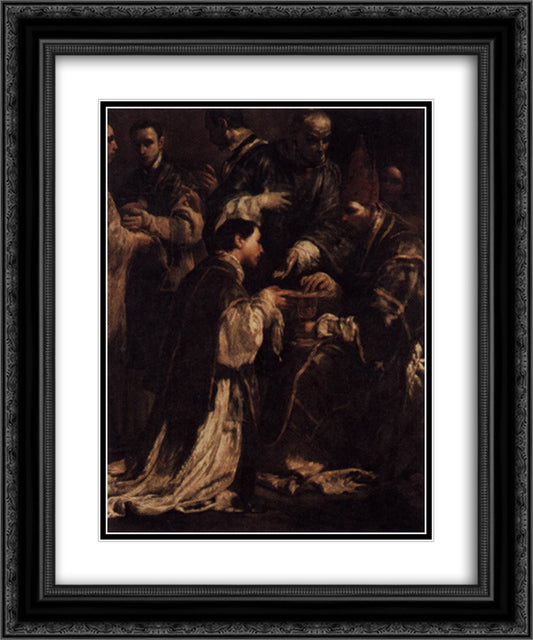 The Seven Sacraments - Ordination 20x24 Black Ornate Wood Framed Art Print Poster with Double Matting by Crespi, Giuseppe Maria