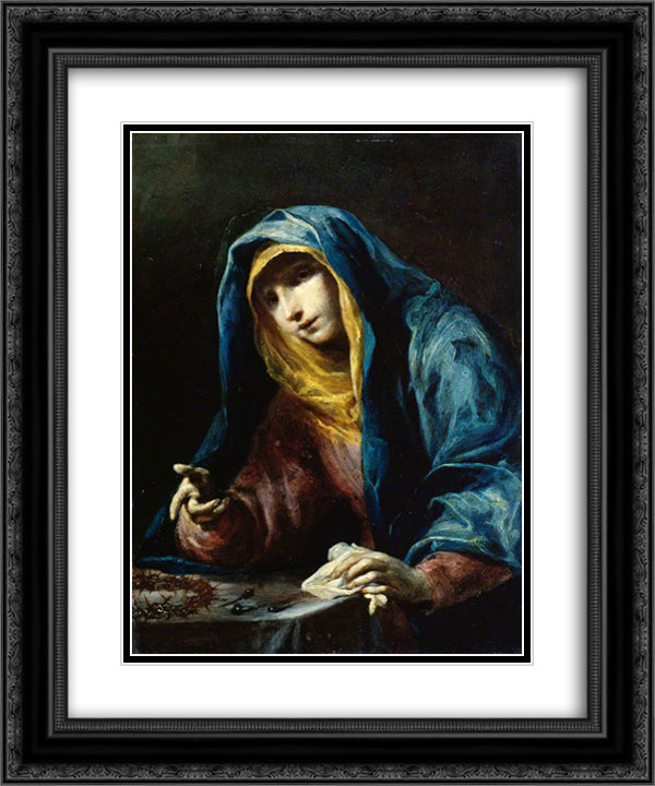 Virgin with the Instruments of the Passion 20x24 Black Ornate Wood Framed Art Print Poster with Double Matting by Crespi, Giuseppe Maria