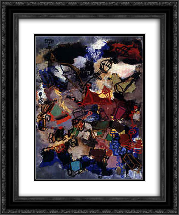 Drunkenness in Verdun 20x24 Black Ornate Wood Framed Art Print Poster with Double Matting by Pinot Gallizio, Giuseppe