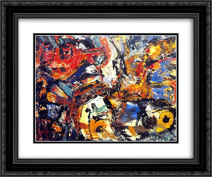 Untitled 24x20 Black Ornate Wood Framed Art Print Poster with Double Matting by Pinot Gallizio, Giuseppe