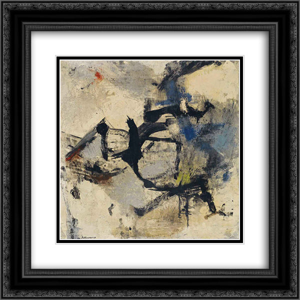Bianco e nero di Spagna 20x20 Black Ornate Wood Framed Art Print Poster with Double Matting by Santomaso, Giuseppe