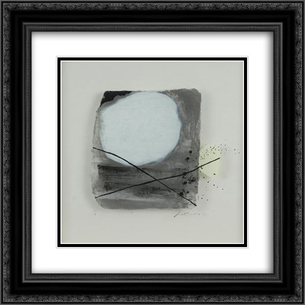 Fuori il giallo 20x20 Black Ornate Wood Framed Art Print Poster with Double Matting by Santomaso, Giuseppe