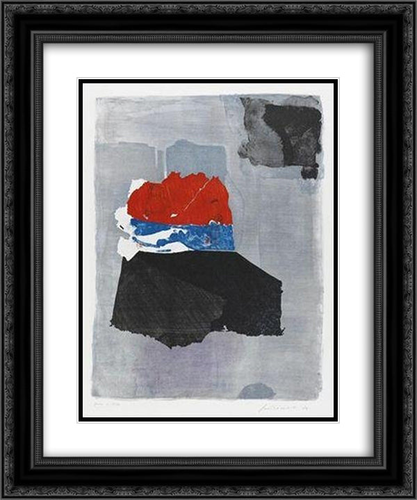 Il rosso sopravvive 20x24 Black Ornate Wood Framed Art Print Poster with Double Matting by Santomaso, Giuseppe