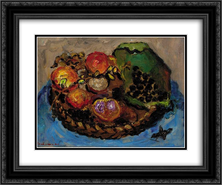 Natura morta alla frutta 24x20 Black Ornate Wood Framed Art Print Poster with Double Matting by Santomaso, Giuseppe