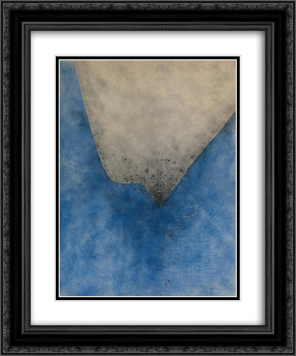 Spazio azzurro grigio 20x24 Black Ornate Wood Framed Art Print Poster with Double Matting by Santomaso, Giuseppe