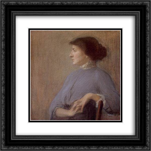Portrait of a Woman 20x20 Black Ornate Wood Framed Art Print Poster with Double Matting by Grigoriy, Goldstein