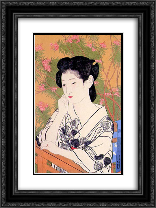 Hot Spring Hotel 18x24 Black Ornate Wood Framed Art Print Poster with Double Matting by Hashiguchi, Goyo