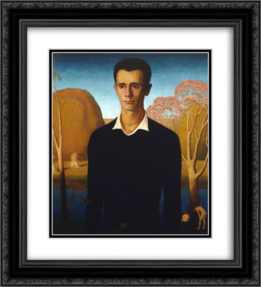 Arnold Comes of Age 20x22 Black Ornate Wood Framed Art Print Poster with Double Matting by Wood, Grant