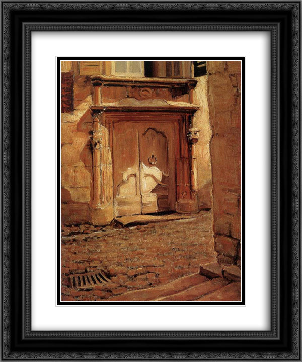 At the Gate 20x24 Black Ornate Wood Framed Art Print Poster with Double Matting by Wood, Grant