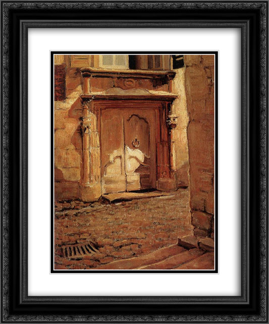 At the Gate 20x24 Black Ornate Wood Framed Art Print Poster with Double Matting by Wood, Grant