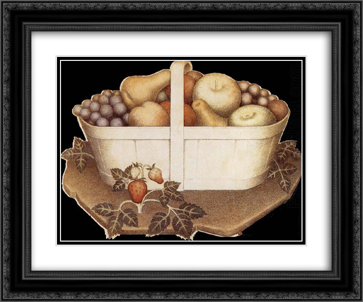 Fruit 24x20 Black Ornate Wood Framed Art Print Poster with Double Matting by Wood, Grant