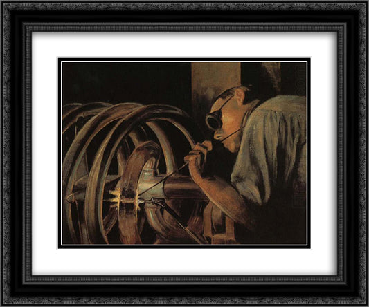 Helix Welder 24x20 Black Ornate Wood Framed Art Print Poster with Double Matting by Wood, Grant