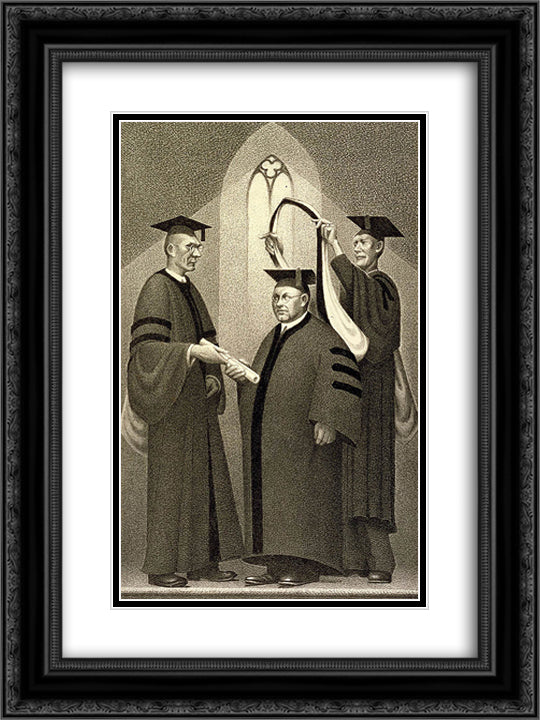 Honorary Degree 18x24 Black Ornate Wood Framed Art Print Poster with Double Matting by Wood, Grant