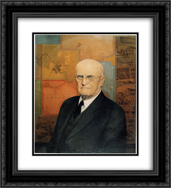 John B. Turner, Pioneer 20x22 Black Ornate Wood Framed Art Print Poster with Double Matting by Wood, Grant