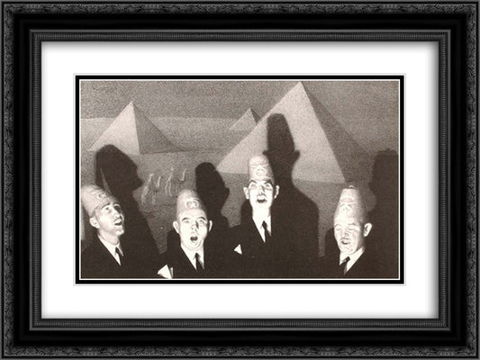 Shrine Quartet 24x18 Black Ornate Wood Framed Art Print Poster with Double Matting by Wood, Grant