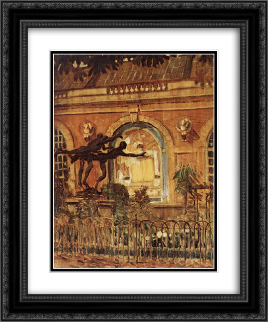 The canterer of Luxembourg Park 20x24 Black Ornate Wood Framed Art Print Poster with Double Matting by Wood, Grant