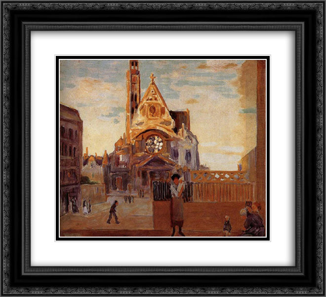 The church of Paris 22x20 Black Ornate Wood Framed Art Print Poster with Double Matting by Wood, Grant