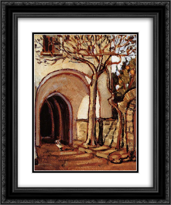 The Courtyard of Italy 20x24 Black Ornate Wood Framed Art Print Poster with Double Matting by Wood, Grant