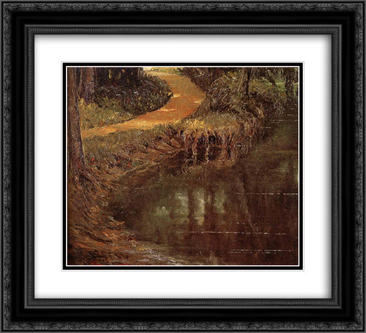 The Path intersect the Garden 22x20 Black Ornate Wood Framed Art Print Poster with Double Matting by Wood, Grant