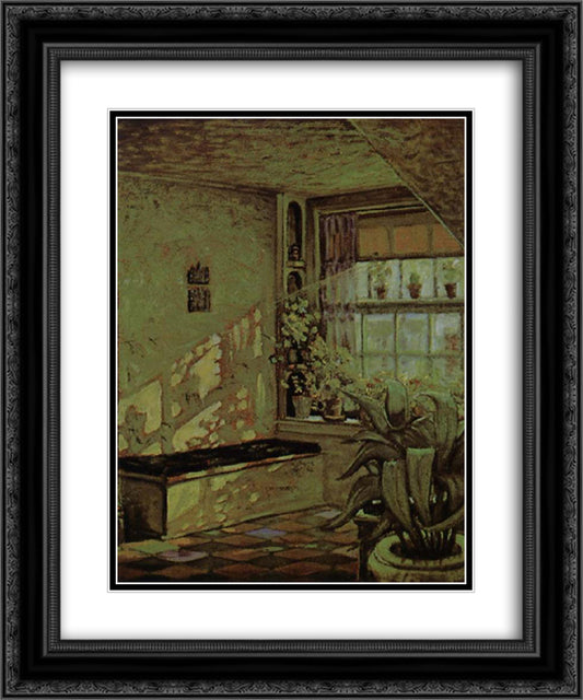 The Sun shine on the Corner 20x24 Black Ornate Wood Framed Art Print Poster with Double Matting by Wood, Grant