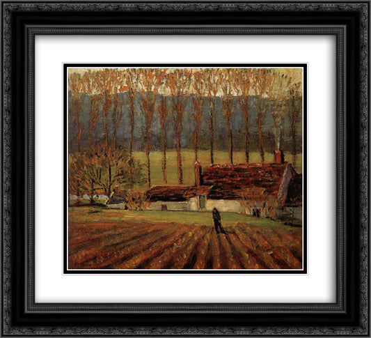 Vegetable Farm 22x20 Black Ornate Wood Framed Art Print Poster with Double Matting by Wood, Grant