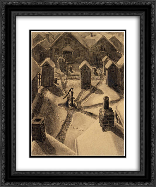 Village Slums 20x24 Black Ornate Wood Framed Art Print Poster with Double Matting by Wood, Grant