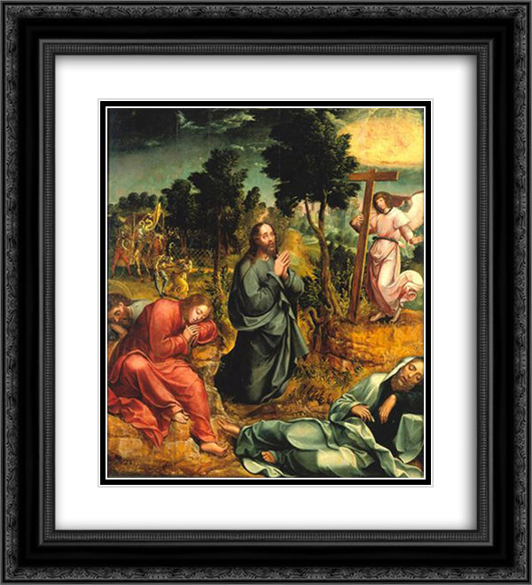 Cristo no Horto 20x22 Black Ornate Wood Framed Art Print Poster with Double Matting by Lopes, Gregorio