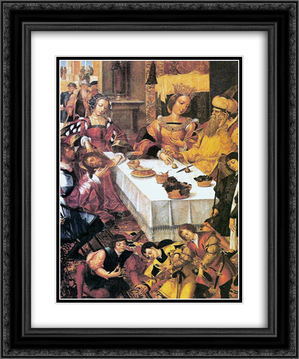 Salome apresentando a cabeca do santo 20x24 Black Ornate Wood Framed Art Print Poster with Double Matting by Lopes, Gregorio