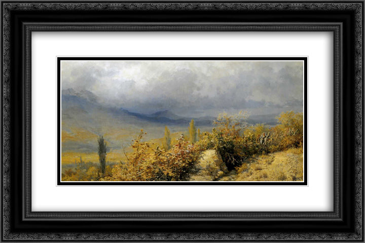 Autumn landscape in Crimea 24x16 Black Ornate Wood Framed Art Print Poster with Double Matting by Myasoyedov, Grigoriy
