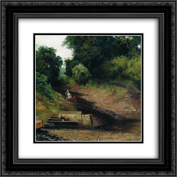 Fountain 20x20 Black Ornate Wood Framed Art Print Poster with Double Matting by Myasoyedov, Grigoriy