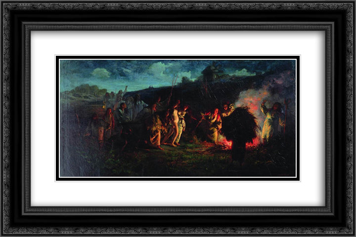 Opahivanie 24x16 Black Ornate Wood Framed Art Print Poster with Double Matting by Myasoyedov, Grigoriy