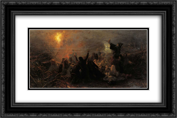 People burning themselves 24x16 Black Ornate Wood Framed Art Print Poster with Double Matting by Myasoyedov, Grigoriy