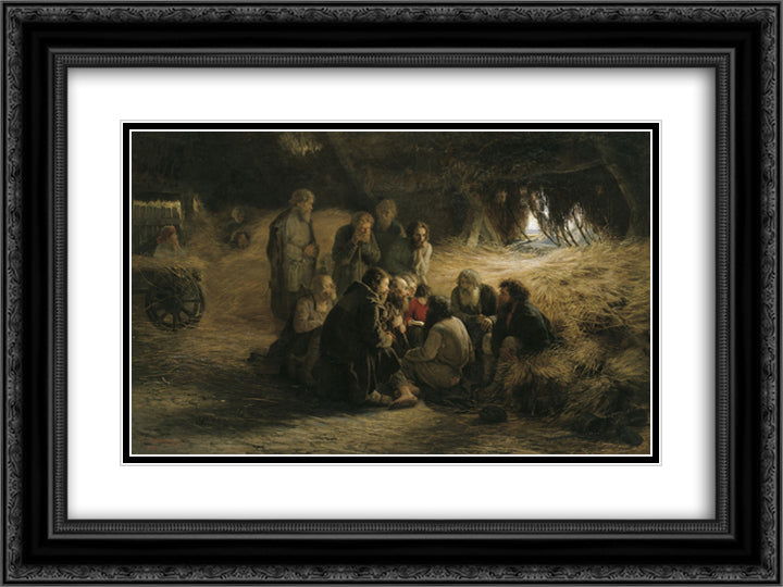 Reading of the 1861 Manifesto 24x18 Black Ornate Wood Framed Art Print Poster with Double Matting by Myasoyedov, Grigoriy