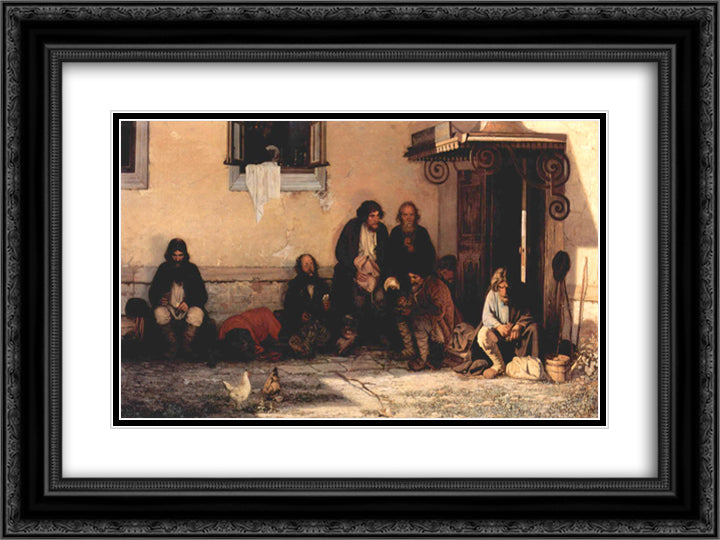 Zemstvo is having their lunch 24x18 Black Ornate Wood Framed Art Print Poster with Double Matting by Myasoyedov, Grigoriy
