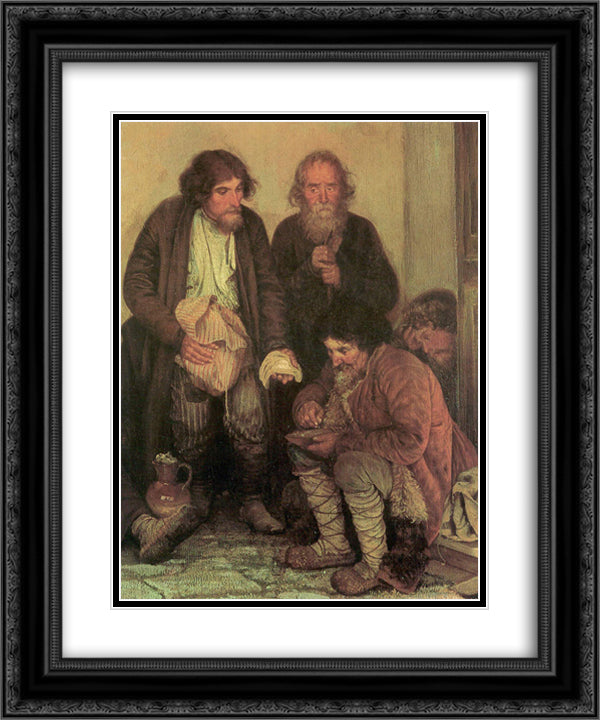Zemstvo is having their lunch (study) 20x24 Black Ornate Wood Framed Art Print Poster with Double Matting by Myasoyedov, Grigoriy
