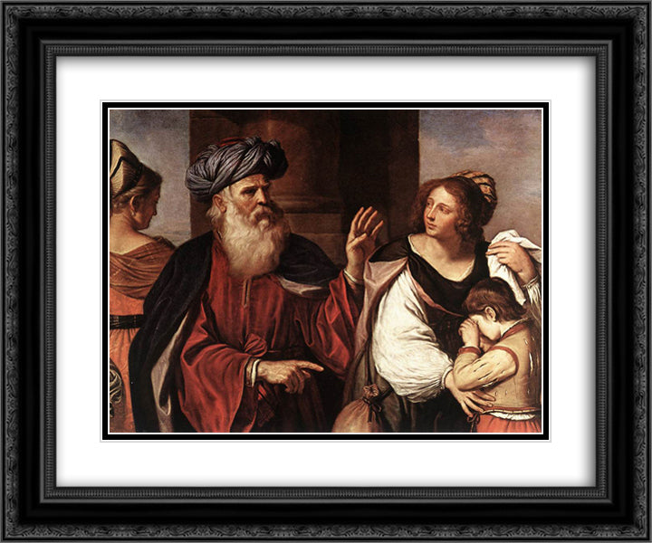 Abraham Casting Out Hagar and Ishmael 24x20 Black Ornate Wood Framed Art Print Poster with Double Matting by Guercino