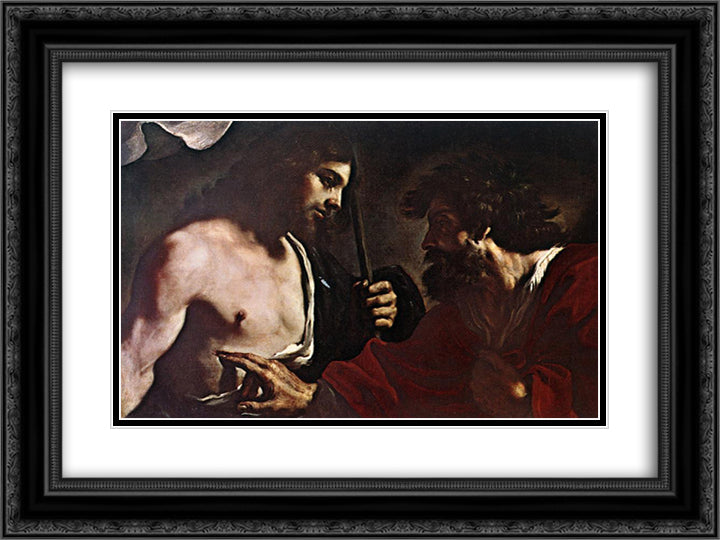 Doubting Thomas 24x18 Black Ornate Wood Framed Art Print Poster with Double Matting by Guercino