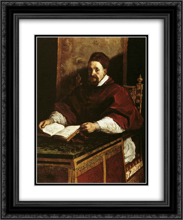 Portrait of Paul Gregory XV 20x24 Black Ornate Wood Framed Art Print Poster with Double Matting by Guercino