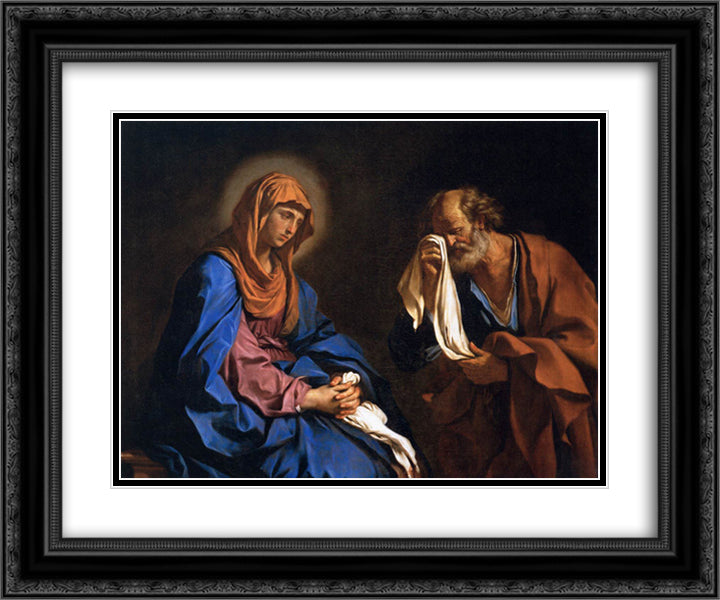 St Peter Weeping before the Virgin 24x20 Black Ornate Wood Framed Art Print Poster with Double Matting by Guercino