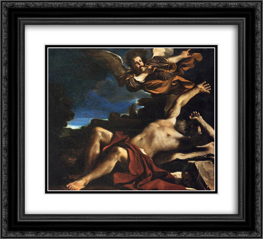 The Vision of St Jerome 22x20 Black Ornate Wood Framed Art Print Poster with Double Matting by Guercino